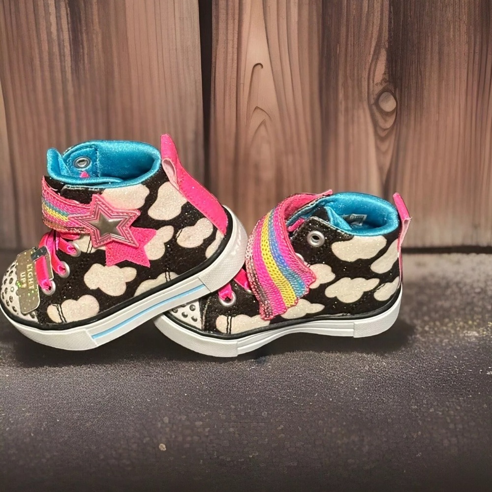 Twinkle Toes By Skechers Go Walk Arch Fit Outdoor Black Pink Kids Shoes Size 5